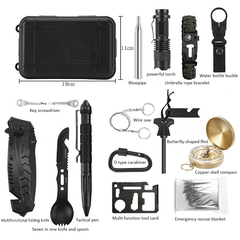 16in1 SOS Kit Outdoor Emergency Equipment Box For Camping Survival Gear