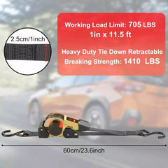 Quick Release Automatic Heavy Duty Retractable Ratchet Tie Down Strap black 50mm*4.5m