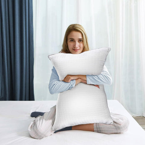 2xQueen Quality Pillows Cotton Hotel Adjustable Home Pillows Down Alternative Pillows
