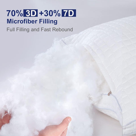 2xStandard Quality Pillows Cotton Hotel Adjustable Home Pillows Down Alternative Pillows