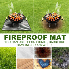 Yegbong Fireproof Mat, Outdoor Lawn Terrace Barbecue Fireproof Silver Rectangular Protective Mat