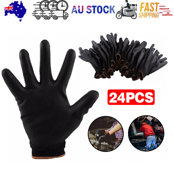 24PCS Antistatic Nylon Gloves Work Safety Working Mechanic Gloves Garden Builder