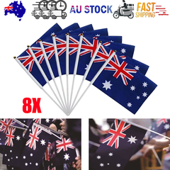 Small Waver Hand Held Aussie Flags Party Supplies Banner AU 8pcs Australia Flag