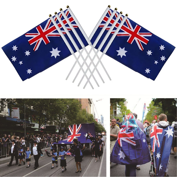 Small Waver Hand Held Aussie Flags Party Supplies Banner AU 8pcs Australia Flag