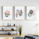 Wall Art 50cmx70cm Blush Pink Watercolor 3 Sets Gold Frame Canvas