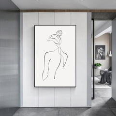Wall Art 40cmx60cm Woman Back Line Art Black Frame Canvas