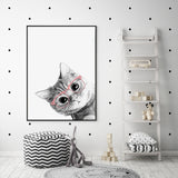 Wall Art 80cmx120cm Cat With Glasses Black Frame Canvas