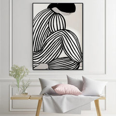 Wall Art 60cmx90cm Mid Century Figure Black Frame Canvas