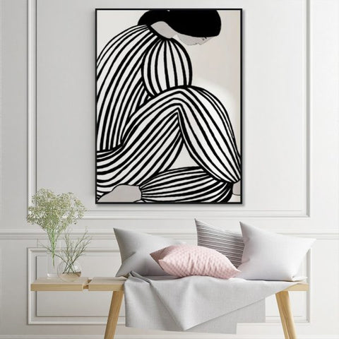 Wall Art 80cmx120cm Mid Century Figure Black Frame Canvas