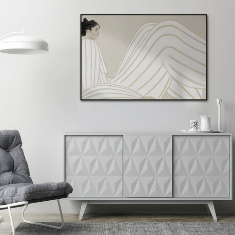 Wall Art 80cmx120cm Abstract Lady Black Frame Canvas