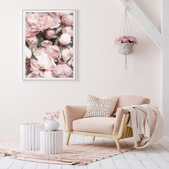 Wall Art 60cmx90cm Peony White Frame Canvas