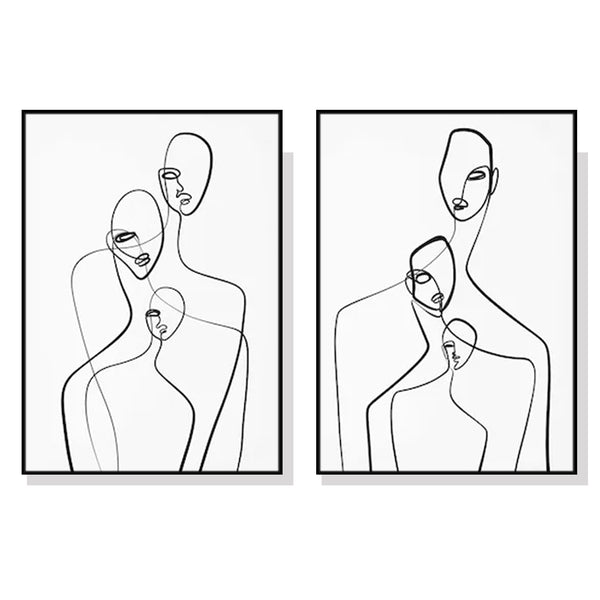 Wall Art 50cmx70cm Abstract Figures 2 Sets Black Frame Canvas