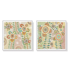 Wall Art 50cmx50cm Lovely Pattern 2 Sets White Frame Canvas