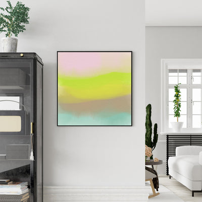 Wall Art 100cmx100cm Colorful Watercolor Black Frame Canvas