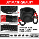X-BULL Snatch Strap Soft Shackles Kinetic Recovery Rope Folding Shovel Survival