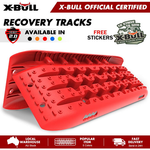 X-BULL Recovery tracks 10T Sand Mud Snow RED Offroad 4WD 4x4 2pc 91cm Gen 2.0 - red