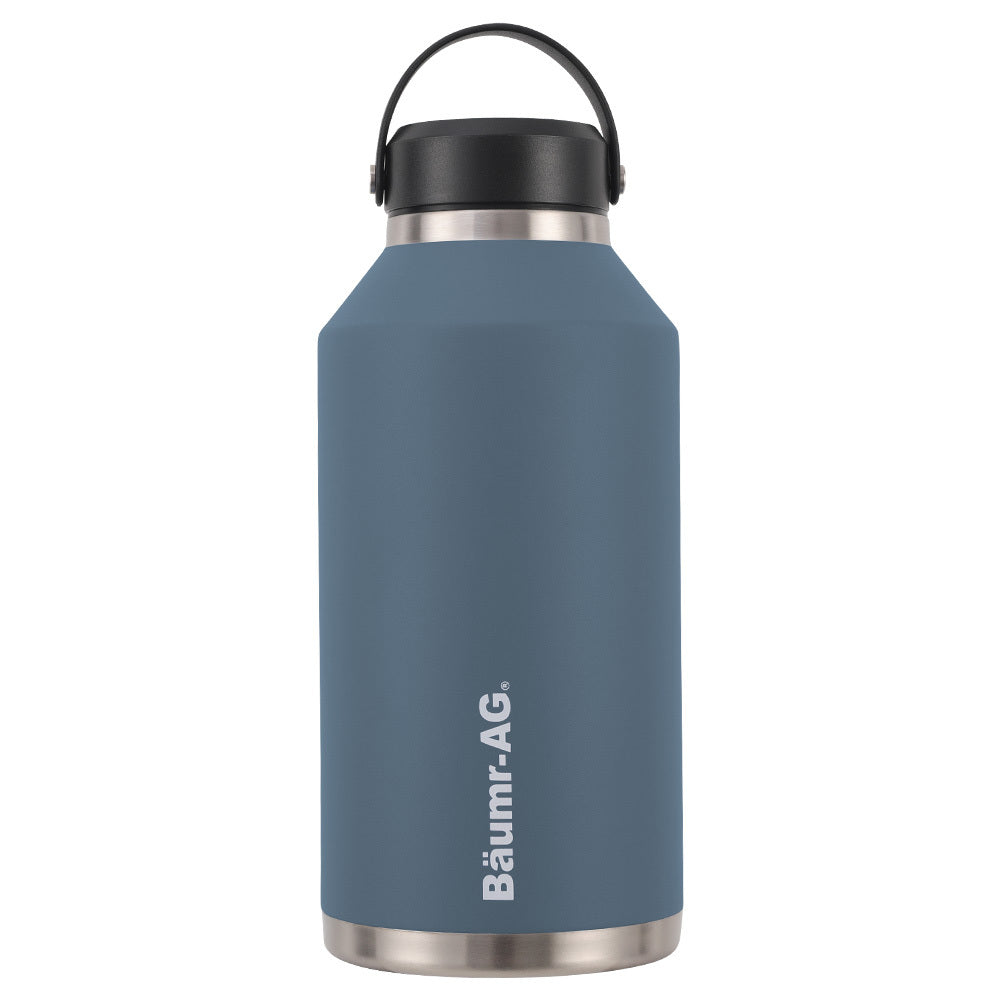 Baumr-AG 1.9L Double Wall Insulated Stainless Steel Water Bottle, Drink Jug with Handle, Straw Cleaner, Blue