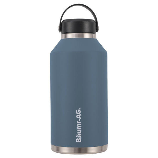 Baumr-AG 1.9L Double Wall Insulated Stainless Steel Water Bottle, Drink Jug with Handle, Straw Cleaner, Blue