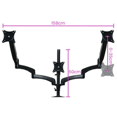 FORTIA Triple Computer Monitor Mount Stand for Desk with 3 Adjustable Arm Holder for 15 to 32 inch Displays