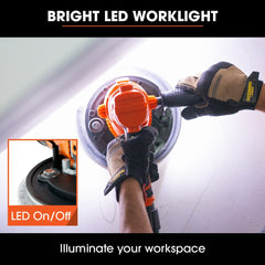 UNIMAC 180mm 850W Handheld Drywall Sander, Electric Dry Wall Sanding Machine, with Automatic Vacuum System, LED Worklight, 6x Sanding Discs