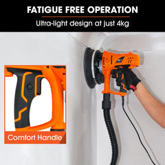 UNIMAC 180mm 850W Handheld Drywall Sander, Electric Dry Wall Sanding Machine, with Automatic Vacuum System, LED Worklight, 6x Sanding Discs