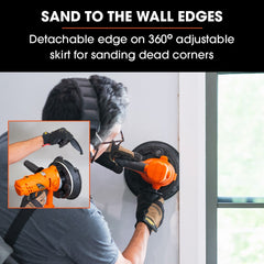 UNIMAC 180mm 850W Handheld Drywall Sander, Electric Dry Wall Sanding Machine, with Automatic Vacuum System, LED Worklight, 6x Sanding Discs