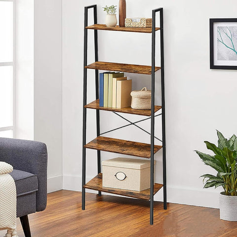 EKKIO 5-Tiers Metal Wood Ladder Shelf