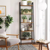 EKKIO 5-Tiers Metal Wood Ladder Shelf