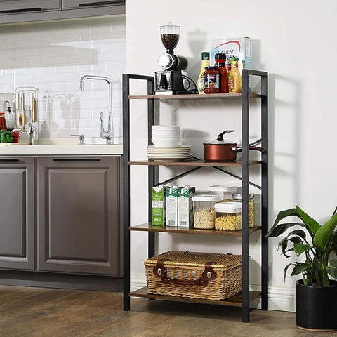 EKKIO 4-Tiers Metal Wood Display Shelf