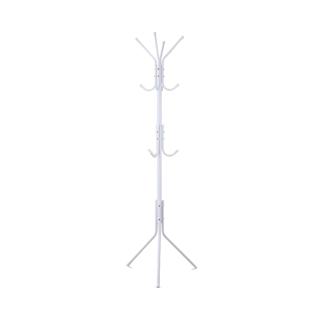 EKKIO 12 Hook Metal Coat Rack Stand with 3-Tier Hat Hanger (White)