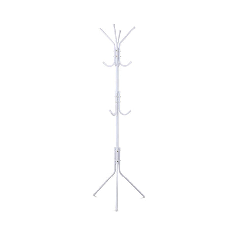 EKKIO 12 Hook Metal Coat Rack Stand with 3-Tier Hat Hanger (White)
