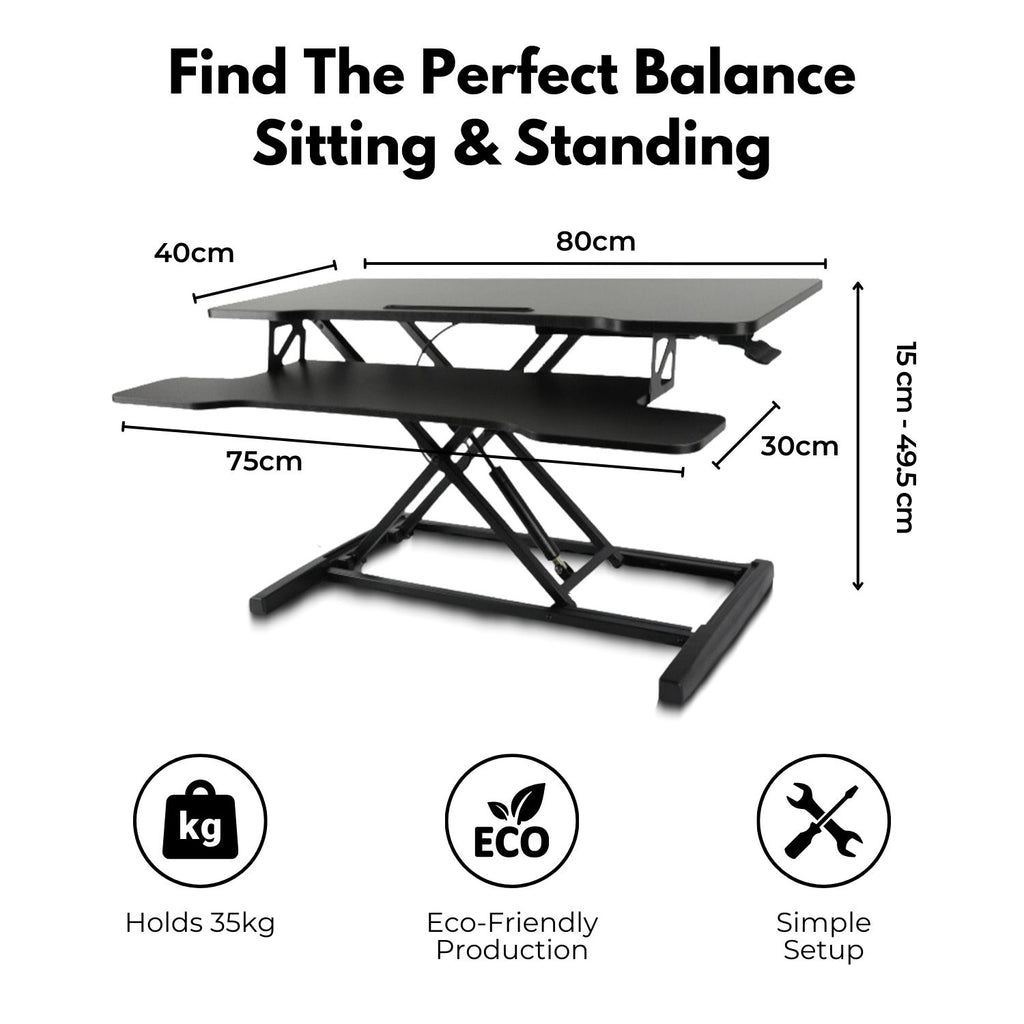 EKKIO Adjustable Standing Desk Riser with Gas Spring (Black) – NT Deals