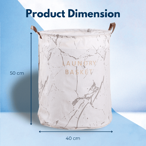 GOMINIMO Laundry Basket Round Foldable Grey Marble