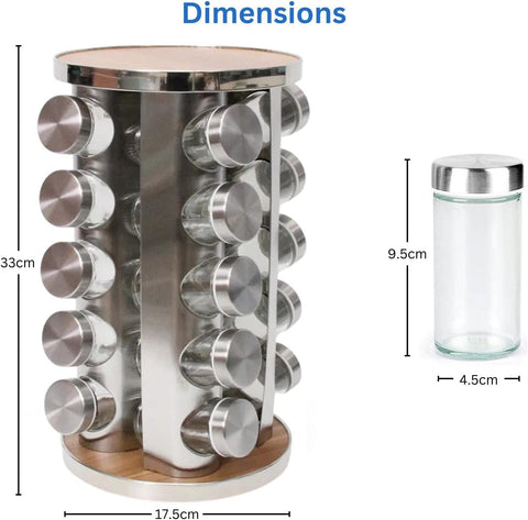 GOMINIMO Rotating Spice Rack Organizer (20 Jars) with Label Sticker and Silicone Funnel