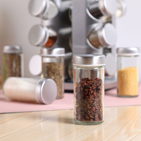 GOMINIMO Rotating Spice Rack Organizer (20 Jars) with Label Sticker and Silicone Funnel
