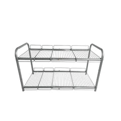 GOMINIMO 2 Tier Under Sink Expandable Shelf Organizer with Removable Steel Panels (Silver)