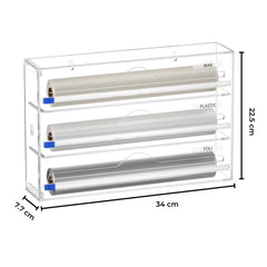 GOMINIMO 3 in 1 Acrylic Wrap Dispenser with Cutter and Labels Clear