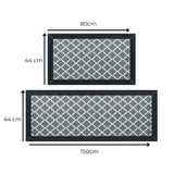 GOMINIMO 2 PCS Washable Non Slip Absorbent Kitchen Floor Mat (44x80+44x150cm, Black Lucky Clover)