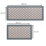GOMINIMO 2 PCS Washable Non Slip Absorbent Kitchen Floor Mat (44x80+44x180cm, Grey Lucky Clover)