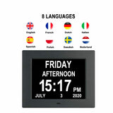 GOMINIMO Day Date Calendar Clock Dementia Clock Digital Alarm Clock with Large LCD Screen (Black)
