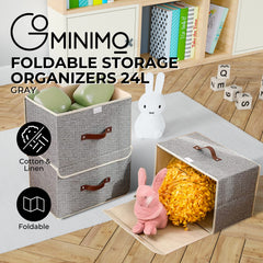 GOMINIMO 3 Pack 24L Foldable Storage Organizers (Gray)