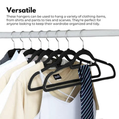 GOMINIMO 30 Pack of Non-Slip Velvet Suit Hangers with Tie Organisers (Black)