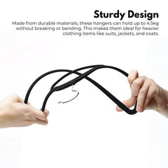 GOMINIMO 30 Pack of Non-Slip Velvet Suit Hangers with Tie Organisers (Black)