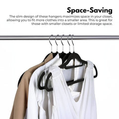 GOMINIMO 30 Pack of Non-Slip Velvet Suit Hangers with Tie Organisers (Black)