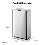 MIRAKLASS Sensor Bin 70L Wide Silver Square