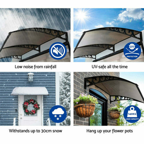 NOVEDEN Window Door Awning Canopy Outdoor UV Patio Rain Cover Tawny 1M X 3M Type 3