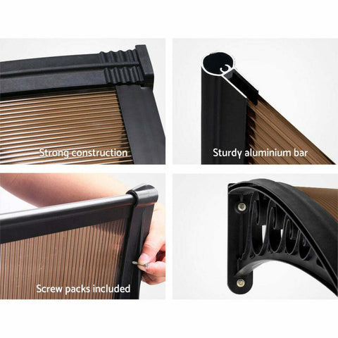 NOVEDEN Window Door Awning Canopy Outdoor UV Patio Rain Cover Tawny 1M X 3M Type 3
