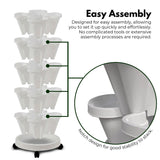 NOVEDEN 5 Tier Stacking Planter Vertical Garden with Heavy Duty Trolley Wheels (45cm)