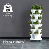 NOVEDEN 5 Tier Stacking Planter Vertical Garden with Heavy Duty Trolley Wheels (45cm)
