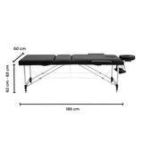 ONIREST 3 Fold Adjustable Portable Massage Bed (Black)